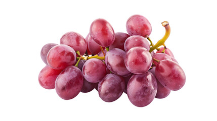  A cluster of juicy red grapes, each grape sharply focused, transparent background, PNG Cutout