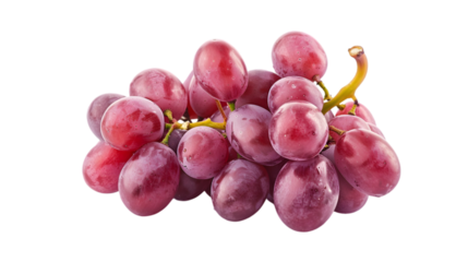  A cluster of juicy red grapes, each grape sharply focused, transparent background, PNG Cutout