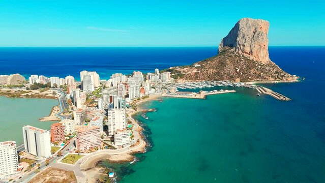 Aerial view of Calp town, province of Alicante, Spain.