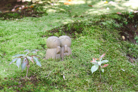 Jizo (stone statue)of Shisendo Temple (詩仙堂) in Kyoto, Japan