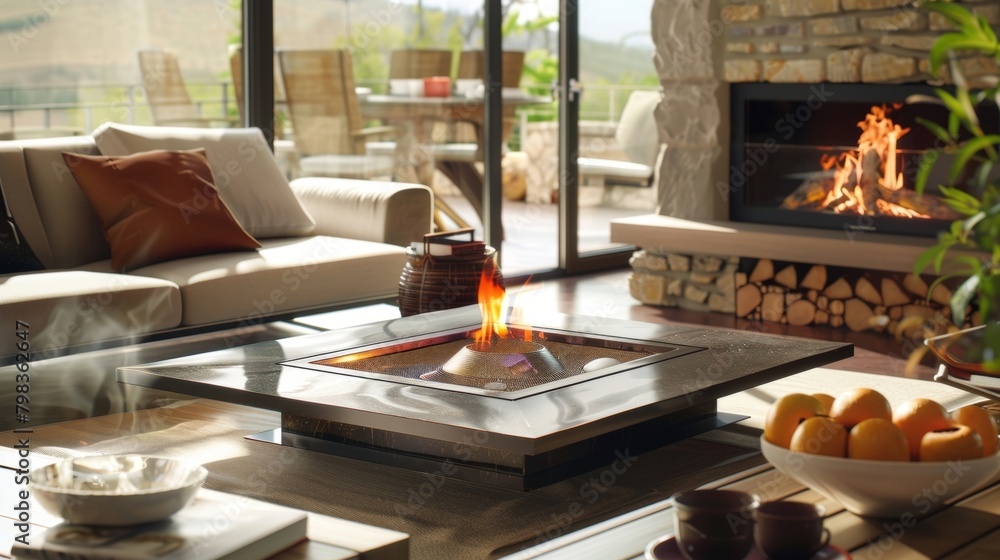 Poster whether p on a coffee table or a dining table this fireplace adds a touch of sophistication to any s