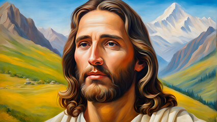 colorful portrait of jesus christ