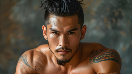 Dynamic Cut: Muay Thai Athlete's Short Hair, Sharp Style: Asian Fighter's Short Hairstyle, Precision Trim: Asian Martial Artist's Short Haircut, Swift Look: Short Hair of an Asian Athlete