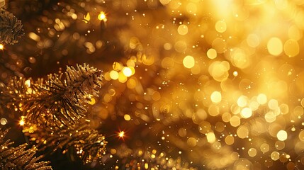 A stunning stock photo featuring a radiant Christmas background aglow in golden hues
