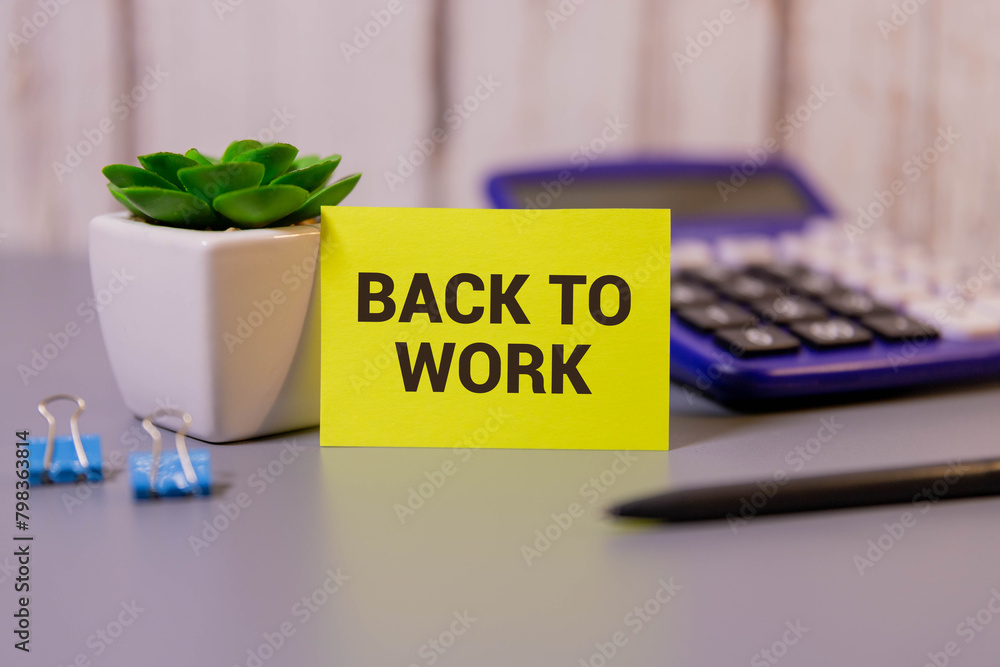 Poster vintage style text back to work on the short note texture background