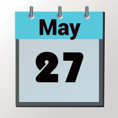 vector calendar page with date May 27, light colors