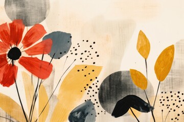 Minimal flowers backgrounds abstract painting.