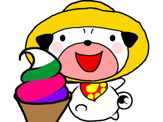 パグとソフトクリーム