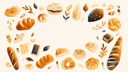 vintage illustration of Baked pastries, in muted colors， in the style of vintage naturalist illustrations.