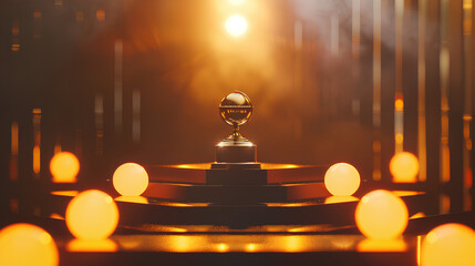 Winner award podium prize silver gold trophy win champion pedestal first stage bronze sport. Podium background winner 3d award ceremony medal platform laurel best place second third design light event