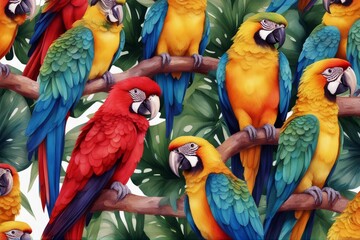 'pattern parrots seamless watercolor animal art australia australian background beautiful bird...