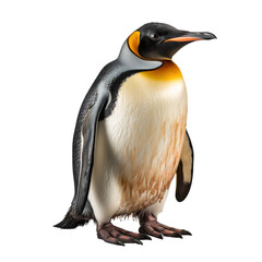 Penguin standing isolated on white, cut out transparent