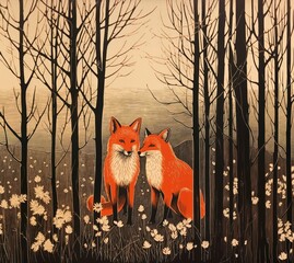 Obraz premium Foxes animal mammal nature.