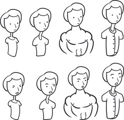 A set of avatars in the form of torsos and heads of male characters. Some of them are silent, others say something, opening their mouths.