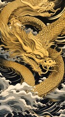 Gold and silver chinese dragons representation backgrounds creativity.