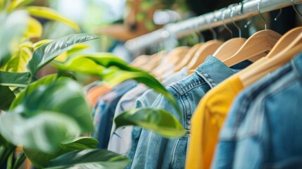 A social media graphic featuring statistics on the environmental impact of fast fashion encouraging followers to shop more sustainably..