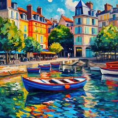 Oil Painting Canvas Canal With