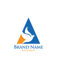 Bird in triangle background logo icon design template