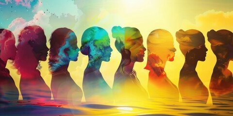 banner with several people that means diversity