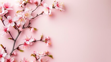 Obraz premium Sakura Flower on Light Pink Background: Suitable for Plants and Flowers Theme and Be Used as a Background (Print, Graphic Design and Web Design).