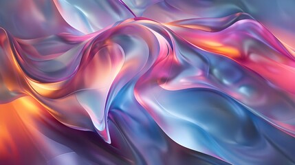 Abstract water wave holographic sparkle background, reflection pink metallic floating shape, 3d render fluid object texture, iridescent opalescent gradient, futuristic modern synthwave style design.