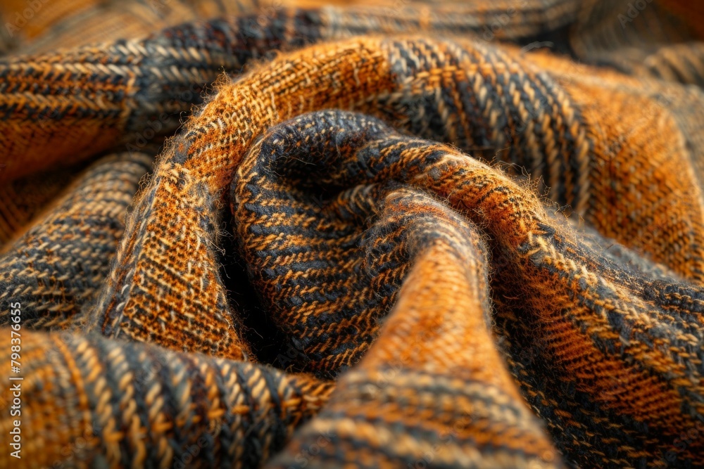 Poster a piece of fabric with a checkered pattern and a brown and gray color