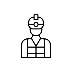 Miner outline icons, minimalist vector illustration ,simple transparent graphic element .Isolated on white background