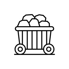 Coal cart outline icons, minimalist vector illustration ,simple transparent graphic element .Isolated on white background