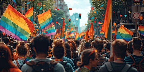 gay pride parade in a city