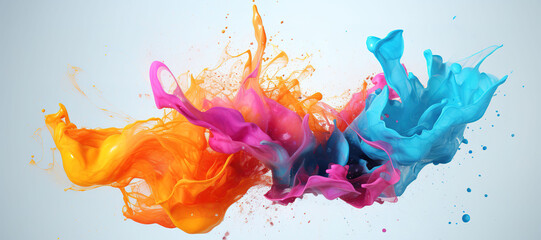 colorful watercolor ink splashes, paint 314 - obrazy, fototapety, plakaty