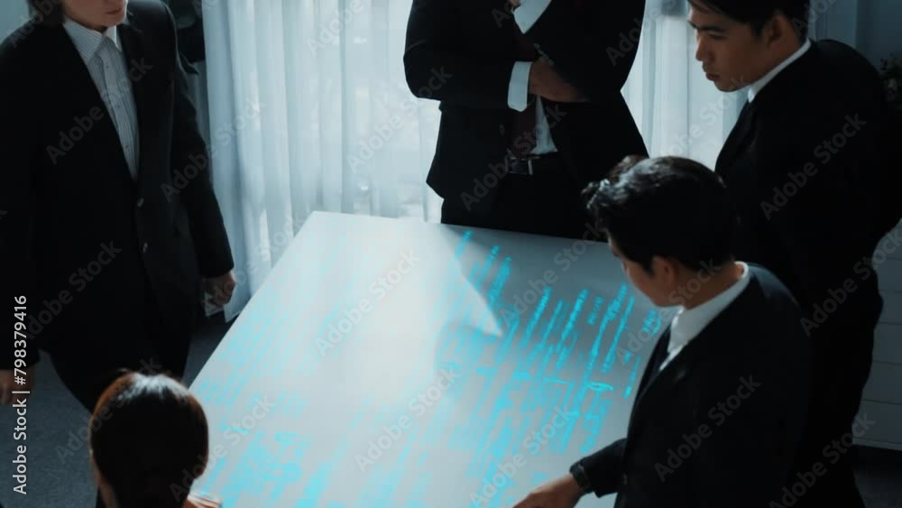 Poster top view of professional business team share idea about coding prompt or programing engineering code