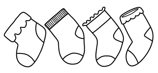 Cute socks for little baby hand drawn outline doodle icon.