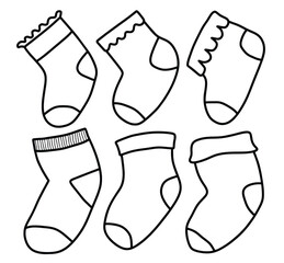 Cute socks for little baby hand drawn outline doodle icon.