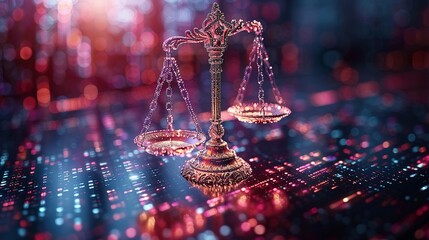 Digital Justice: Law Scales Amidst Data Center Backdrop