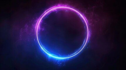 This is an image of a glowing purple and blue circle against a dark background. The circle appears to be made of light and has a gradient from purple on the top to blue on the bottom.