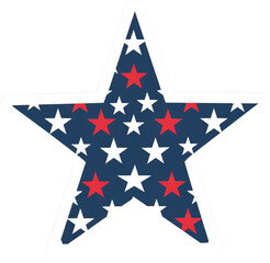 Illustration star sticker with United States flag over isolated transparent background