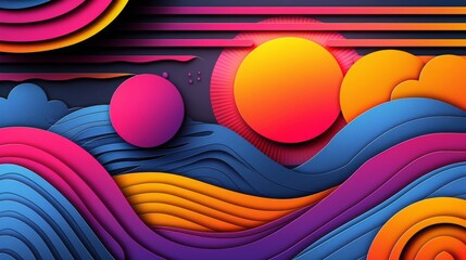 colorful abstract design with geometric shapes and gradients background, overlapping layers on grunge texture background.