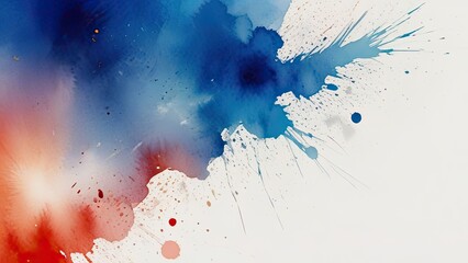 abstract watercolor red blue on white background