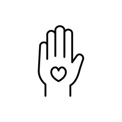 Love hand outline icons, minimalist vector illustration ,simple transparent graphic element .Isolated on white background