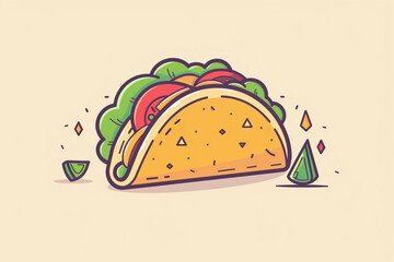 Illustration Mexican taco, Generative Ai