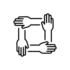 Solidarity outline icons, minimalist vector illustration ,simple transparent graphic element .Isolated on white background
