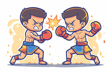 Cartoon two boxers boxing, Generative Ai