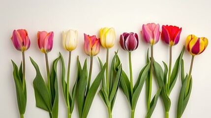 A vibrant display of blooming tulips on a crisp white backdrop makes the perfect feminine touch for occasions like Women s Day Mother s Day or birthdays