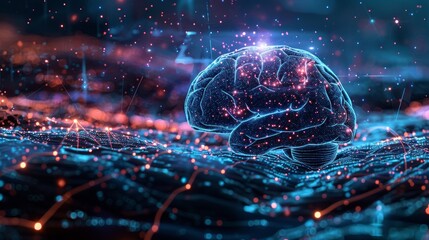 Futuristic visualization of an illuminated brain on a circuit board symbolizing advanced AI