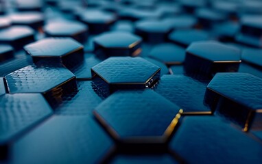 Obraz premium creative modern hexagonal grid trend dark structure background very beautiful 3d illustration