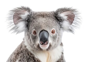 Close-Up Koala with Black Nose and White Fur