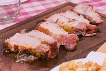 Roast pork loin with mustard and honey