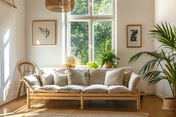 Scandinavian-Inspired Airy Apartment with Eco-Friendly Wooden Furniture and a Cozy Couch