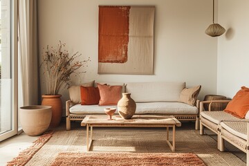 Terracotta Decor and Peach Accents: Stylishly Natural Light-Filled Apartment