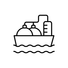 Oil ship outline icons, minimalist vector illustration ,simple transparent graphic element .Isolated on white background